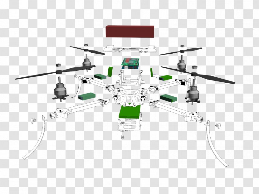Exploded-view Drawing Unmanned Aerial Vehicle Quadcopter Diagram Helicopter Rotor - Wiring - A Perspective View Transparent PNG