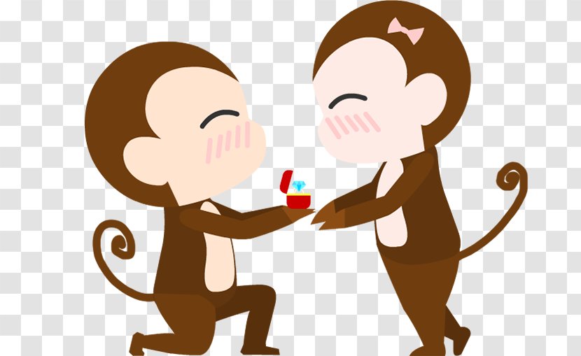 Monkey Marriage Proposal Illustration - Cartoon - Little Marry Transparent PNG