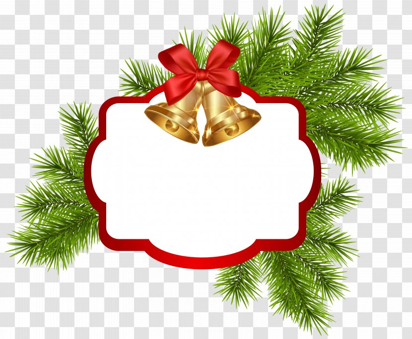 Christmas Decoration Santa Claus Clip Art - Fir - White Blank Decor With Bells Clipart Image Transparent PNG