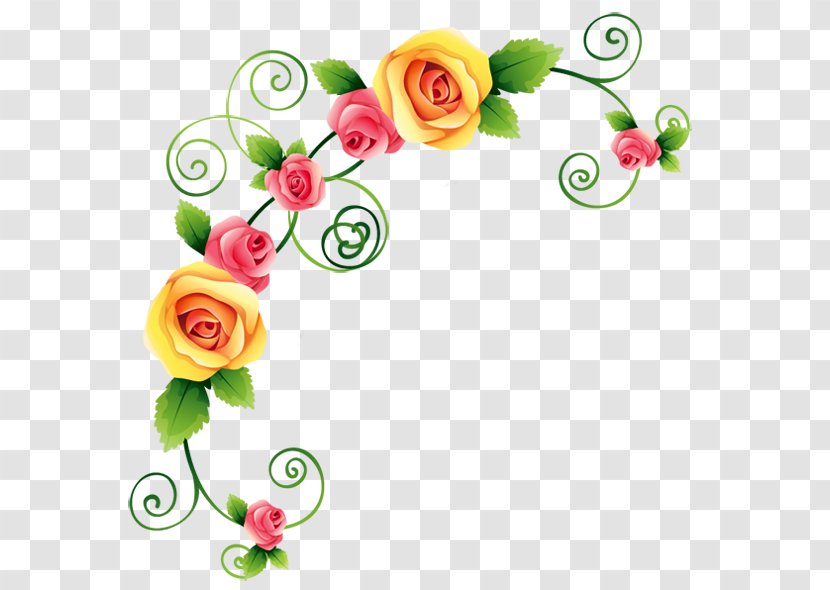 Flower Decorative Corners Garden Roses Drawing Clip Art - Cut Flowers Transparent PNG