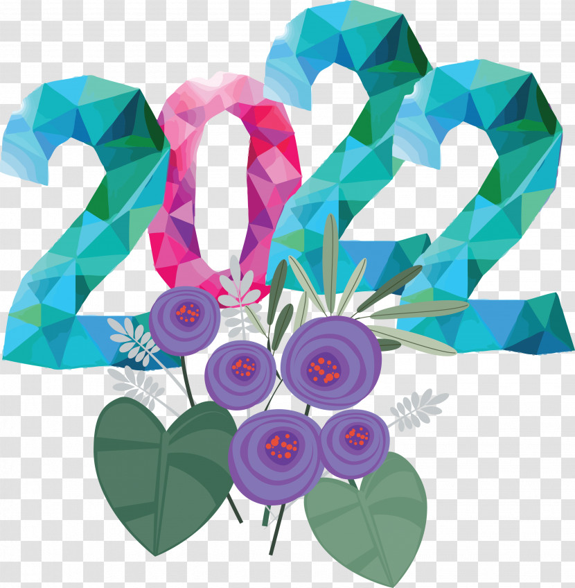 2022 Year Flower Text Design Transparent PNG