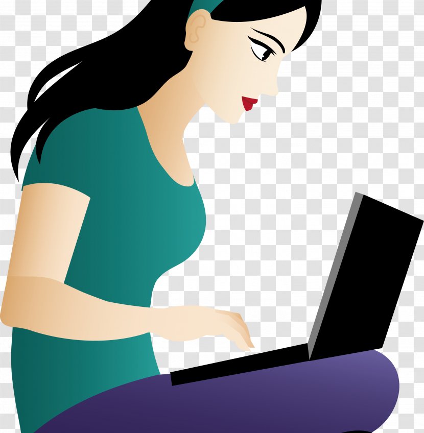Computer Woman Clip Art - Cartoon - Renderings Transparent PNG