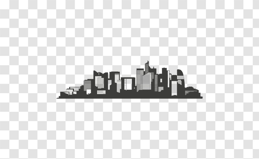 Los Angeles Skyline Silhouette - Monochrome Transparent PNG