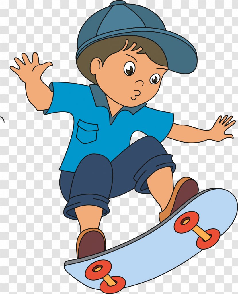 Skateboarding Child Roller Skating - Cartoon - Children Vector Material Transparent PNG