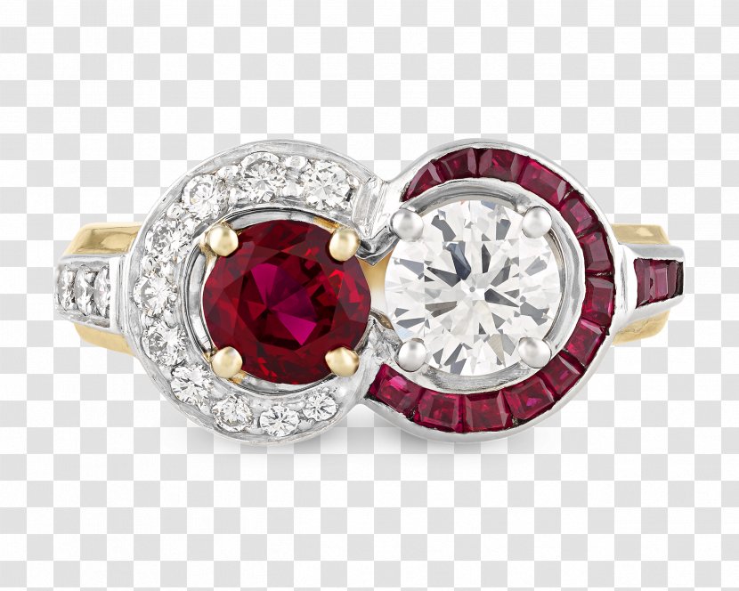 Ruby Ring Gemstone Jewellery Diamond - Platinum Transparent PNG