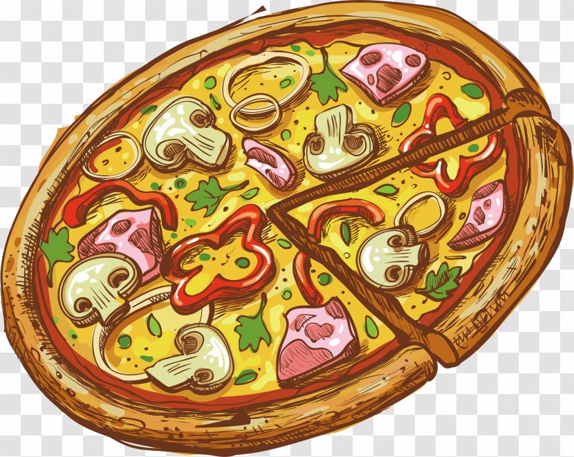 Pizza Italian Cuisine Salami Food - Basil - Cheese And Mushroom Transparent PNG