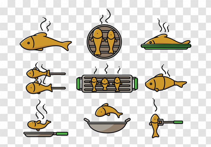 Fish Cooking - Yellow - Frying Pan Transparent PNG