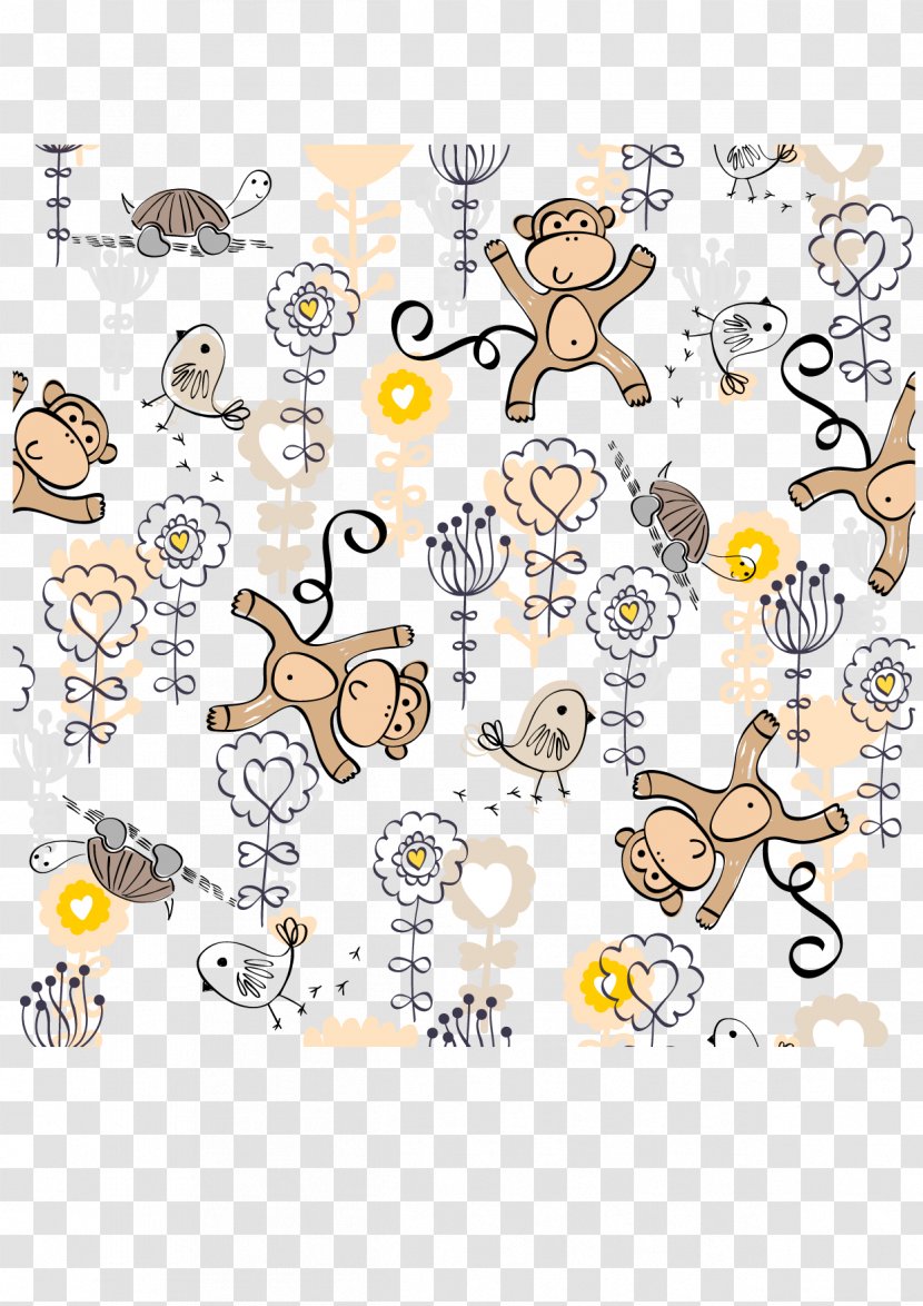 Cartoon Monkey Clip Art - Text - Background Vector Transparent PNG