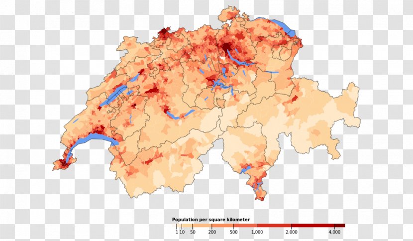 Switzerland Map Population Density Tuberculosis Transparent PNG