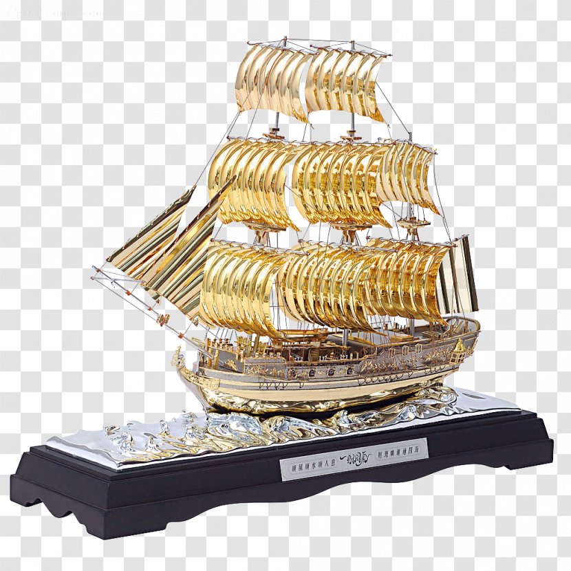 Sailing Ship Wooden Model Scale Of The Line - Gold Transparent PNG