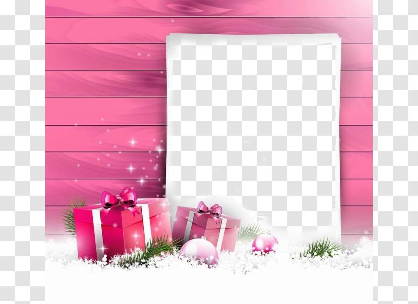 Christmas Card Gift Greeting Pink - Wallpaper - Border Transparent PNG