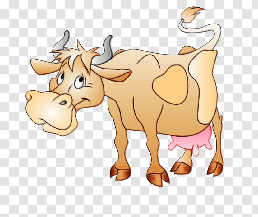 Watercolor Animal - Sticker - Fawn Dairy Cow Transparent PNG