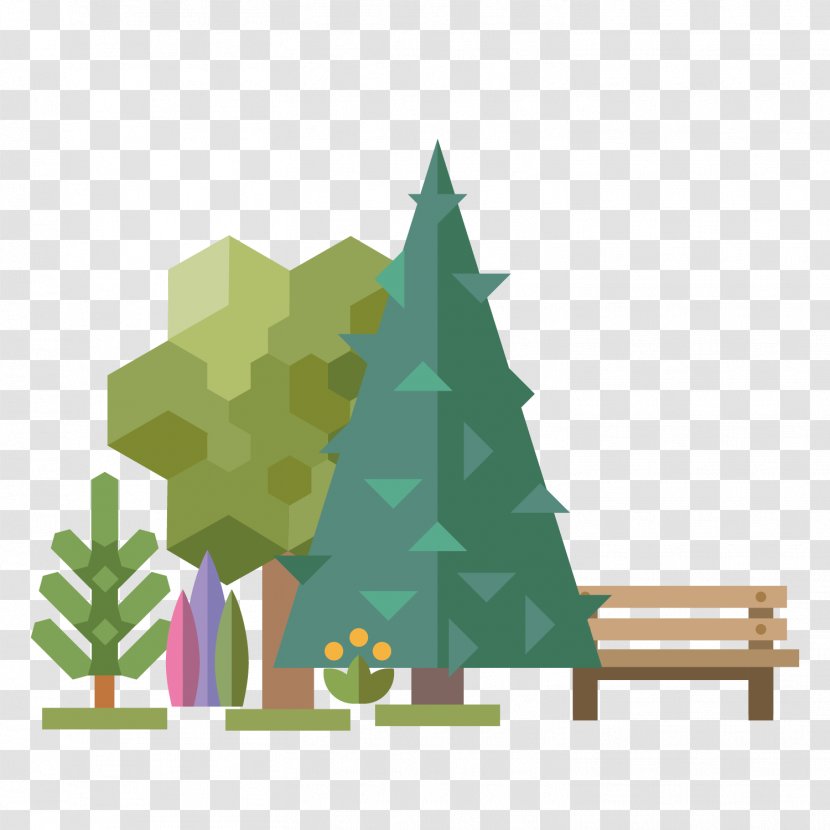 Xikang Park Illustration - Fir - Vector Corner Transparent PNG