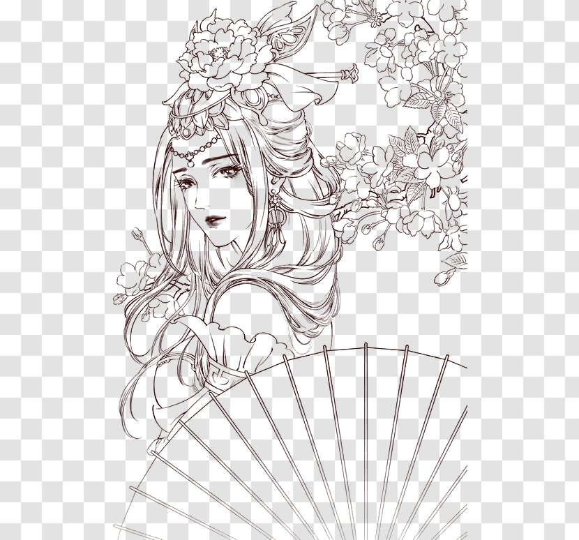 Drawing Black And White - Tree - Antiquity Glamorous Woman Hand Transparent PNG