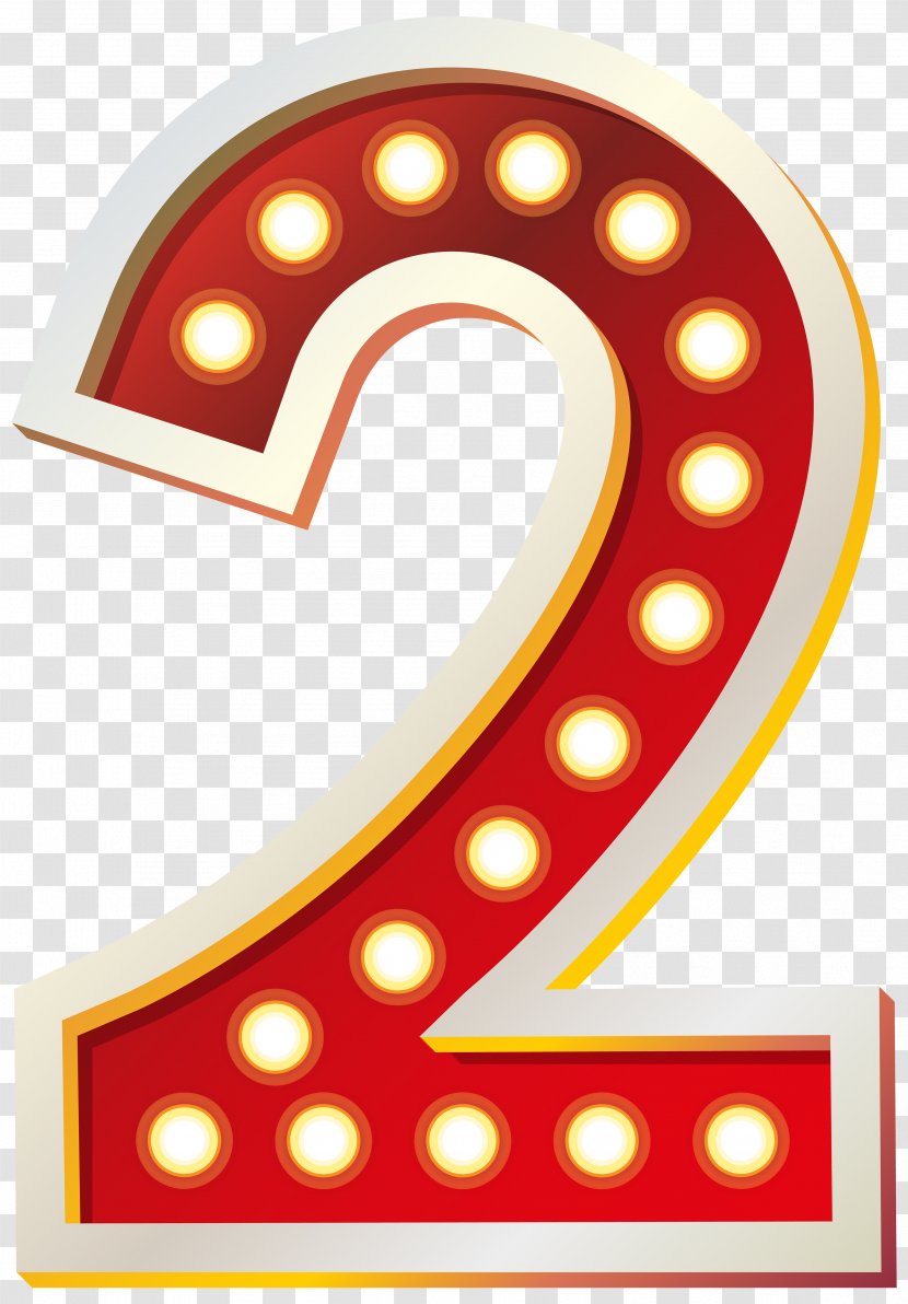 Number Clip Art - Red - Two With Lights Image Transparent PNG