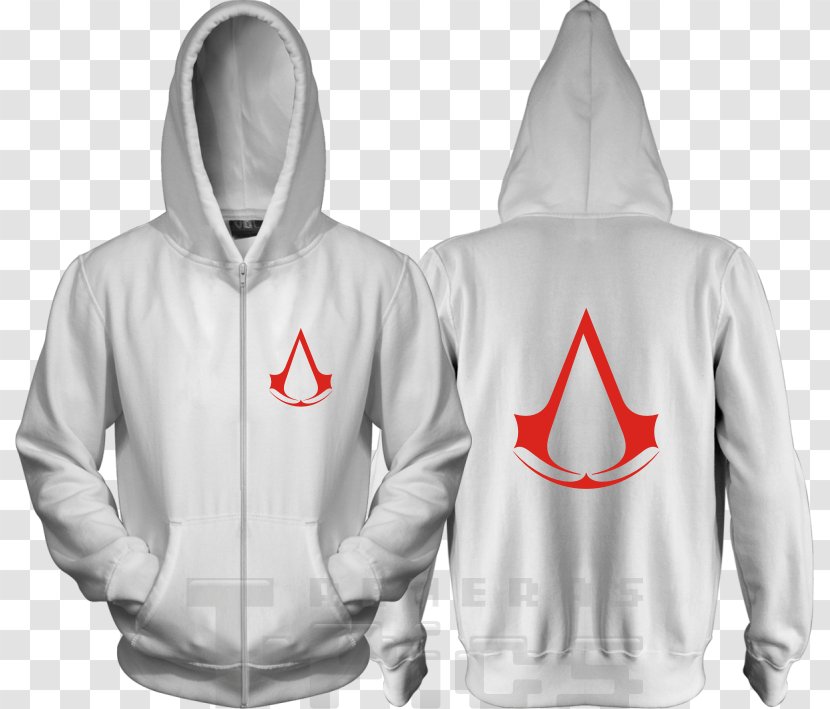 Hoodie T-shirt Zipper White Jacket - Neck - Assassin's Creed Transparent PNG