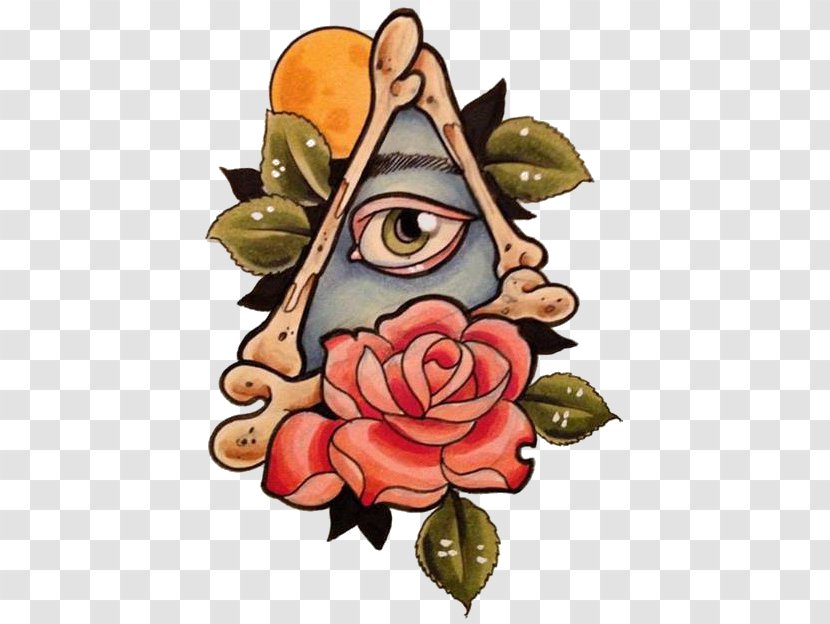 Eye Of Providence Tattoo Clip Art - Cartoon Triangle Eyes God Transparent PNG