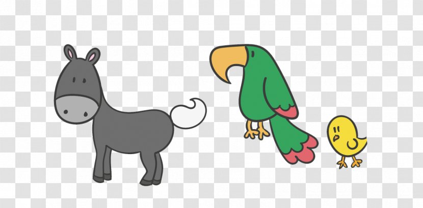 Cartoon Animation - Painting - Donkey,parrot,chick Transparent PNG