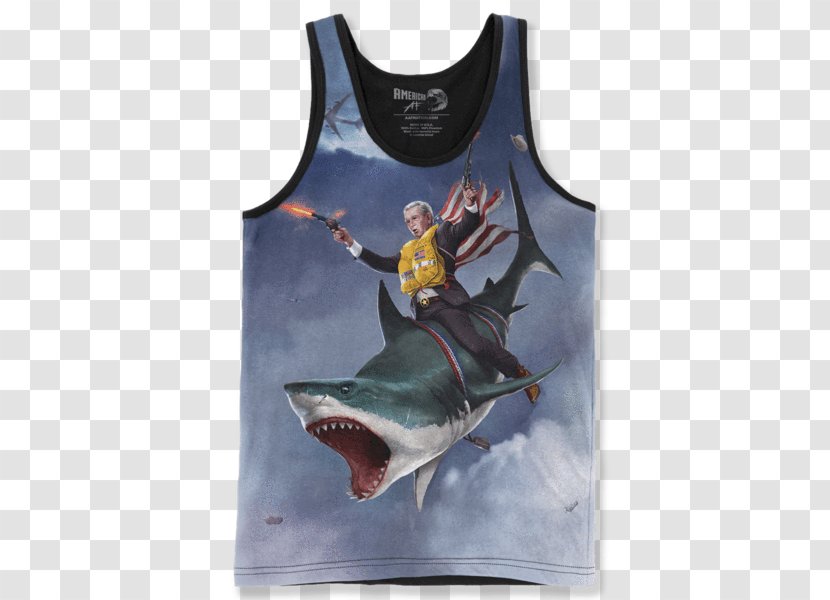 President Of The United States Great White Shark Artist - Sleeveless Shirt - American Cowboy Police Equipment Transparent PNG