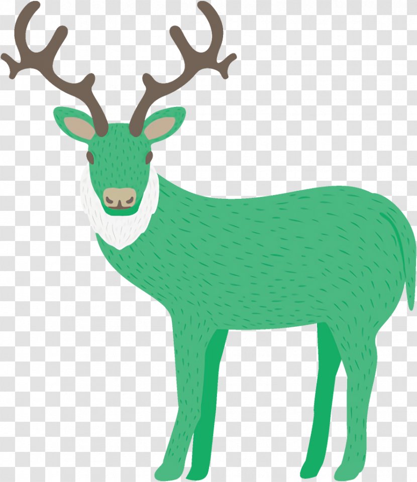 Reindeer Christmas - Green - Sticker Wildlife Transparent PNG