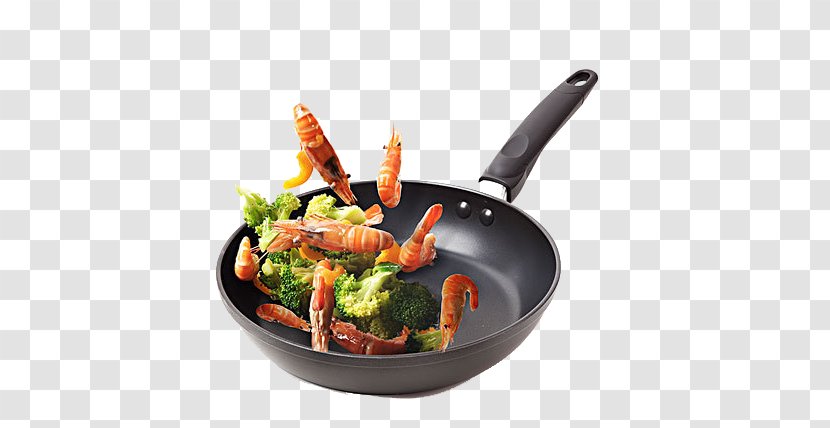 Wok Cooking Frying Pan Kitchen Stove - Garnish - Broccoli Fried Shrimp Transparent PNG