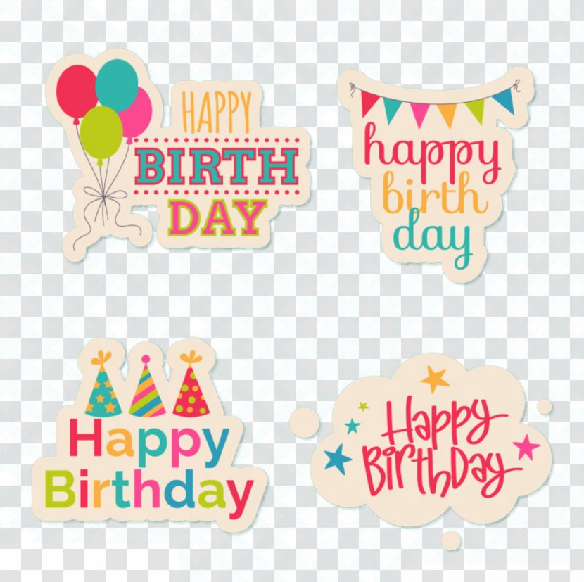 Birthday Cake Paper Party - Happy Cartoon Tags Transparent PNG