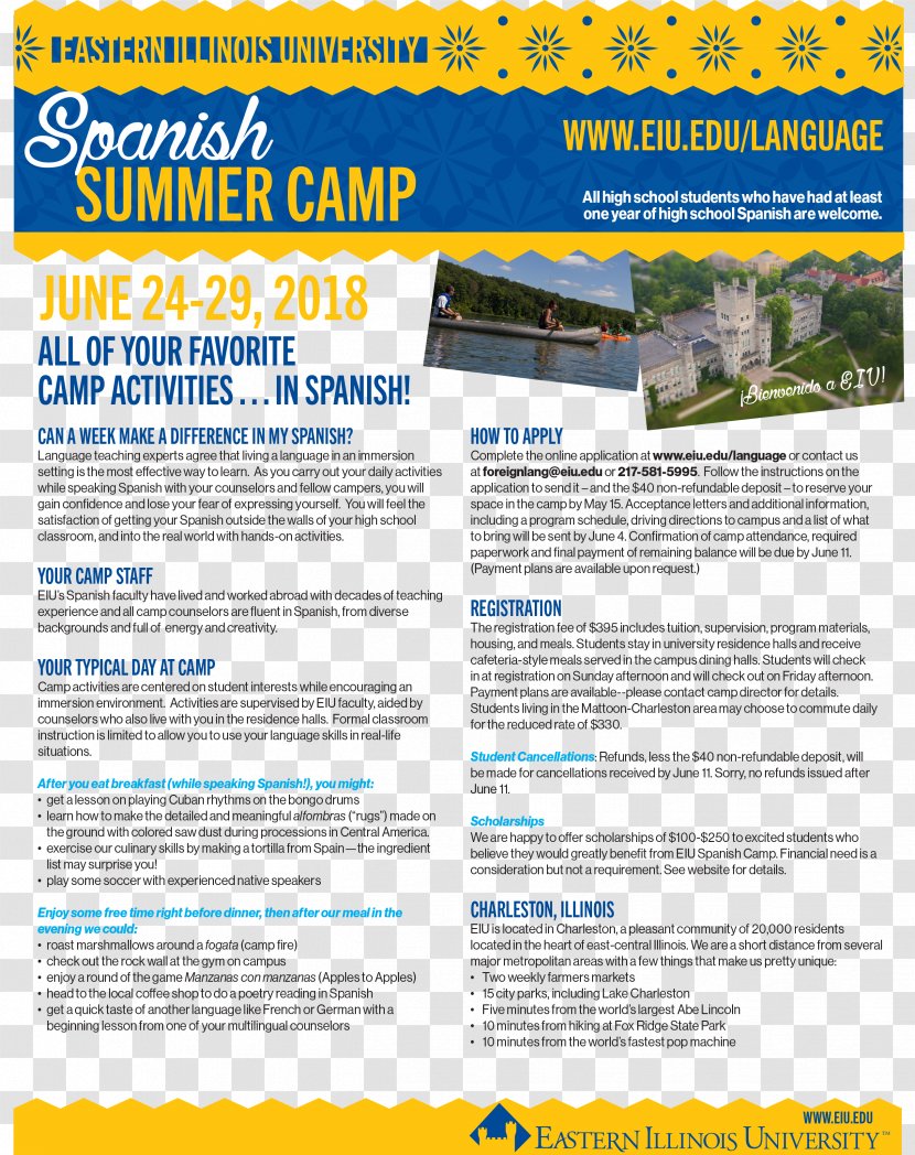 Eastern Illinois University School AQA GCSE Spanish Higher Language Brochure - Video Lesson - Summer Camp Transparent PNG