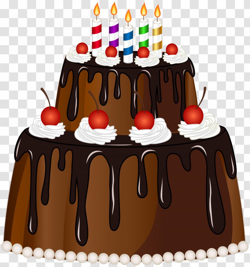 Birthday Cake Cupcake Chocolate Torte - Sugar Paste - With Candles Clip Art Image Transparent PNG