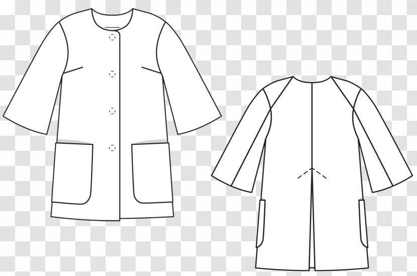 Jacket Coat Collar Dress Pattern - Black And White Transparent PNG