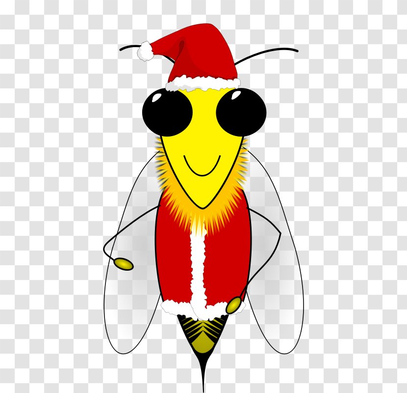 Queen Bee Honey Beehive Clip Art - Wasp - Santa Hat On Picture Transparent PNG