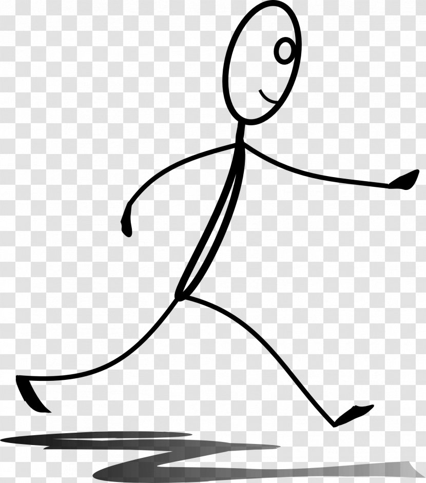 Stick Figure Drawing Running Clip Art - White - Jogging Transparent PNG