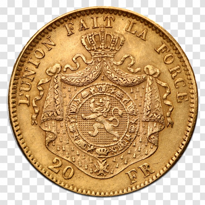 Belgium Coin Currency Belgian Franc Numismatics - Gold Transparent PNG