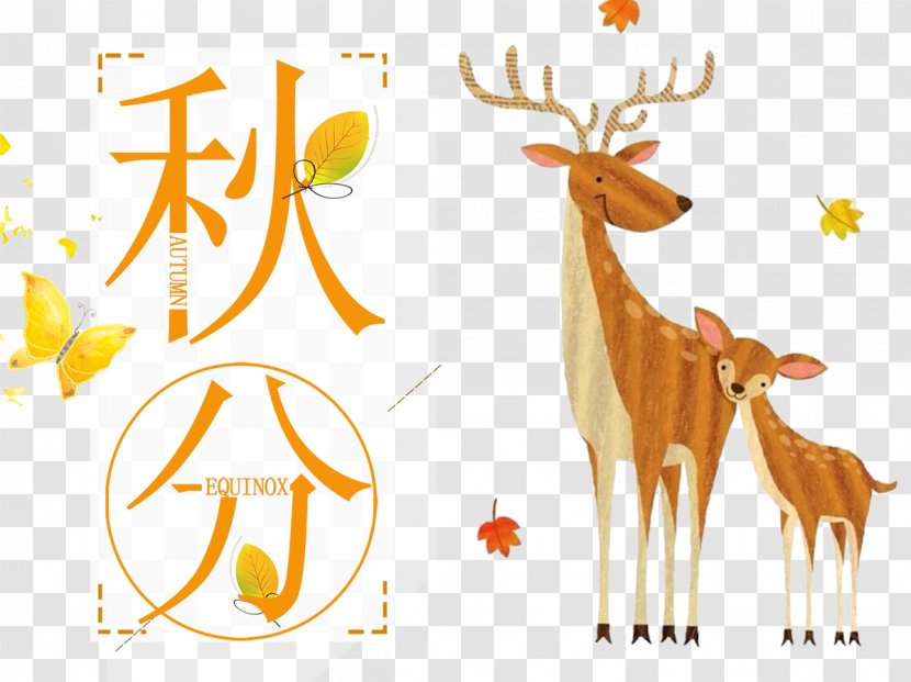 Watercolor Painting Deer - Product Design - Twenty-four Solar Term Equinox Poster Transparent PNG