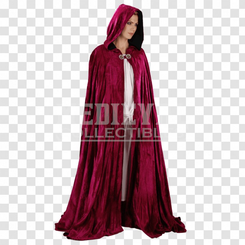 Cloak Robe Dress Outerwear Hood - Magenta Transparent PNG