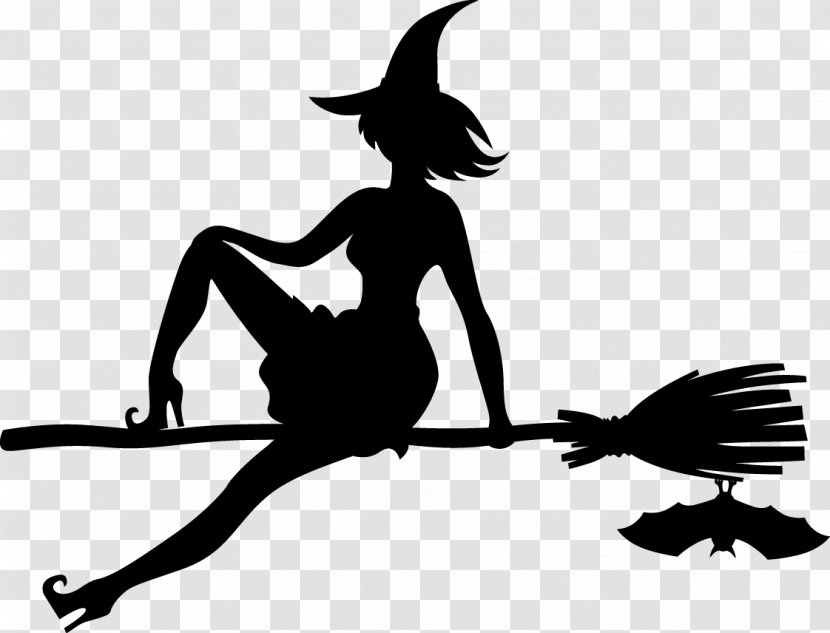Silhouette Broom Witchcraft Stock Illustration - Witchs - Witch Riding A Transparent PNG