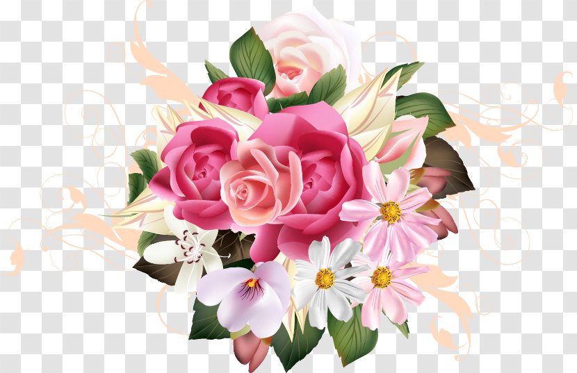 Garden Roses Cut Flowers Floral Design - Flower Bouquet - Romantic Transparent PNG