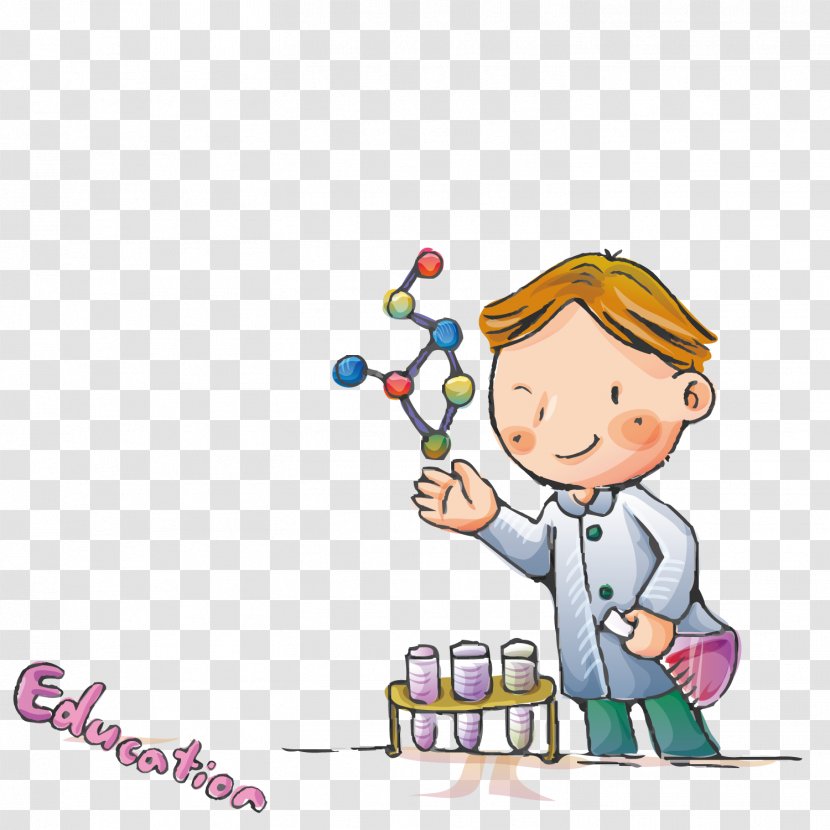 Chemistry Euclidean Vector Illustration - Watercolor - A Chemical Teacher Holding Molecular Model Transparent PNG