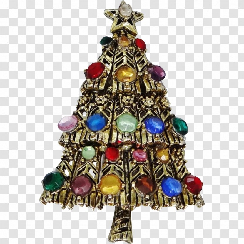 Christmas Decoration Tree Ornament Brooch - Watercolor Treemulticolored Transparent PNG