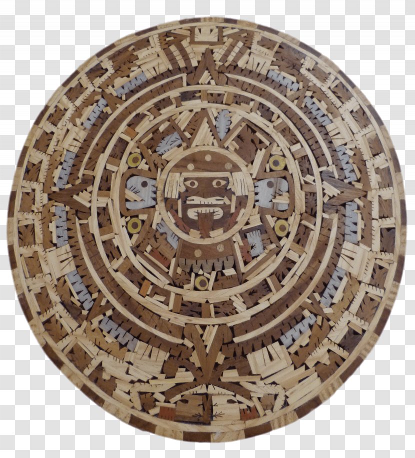 Aztec Calendar Stone Wood Furniture Sculpture Table - Carving Transparent PNG