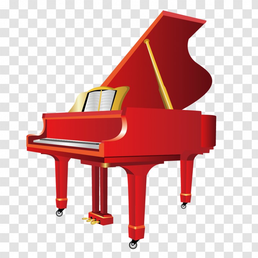 Piano Musical Instrument Keyboard - Silhouette - Red Transparent PNG