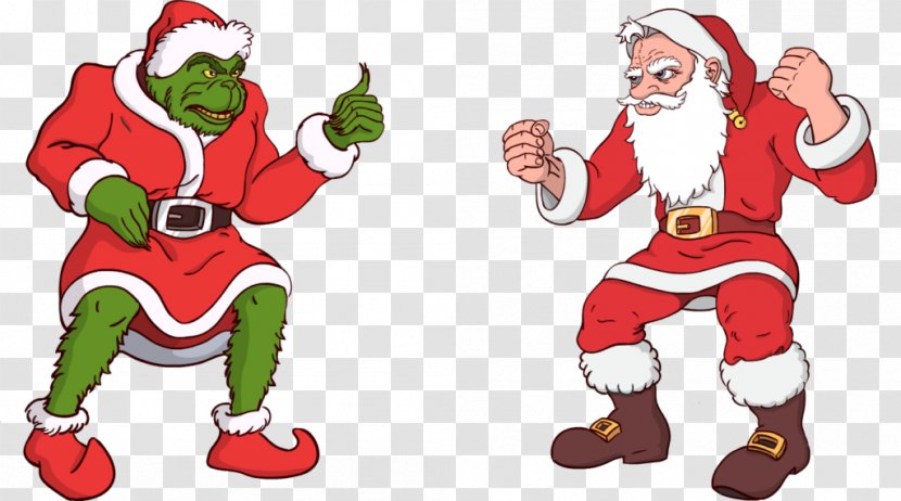 Santa Vs. Grinch Claus Illustration Christmas Ornament - Fictional Character Transparent PNG