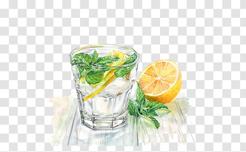 Juice Carbonated Drink Painting Food - Lemon - Lemonade Transparent PNG