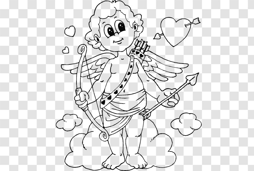 Coloring Book Flying Cupid Valentine's Day Child - Tree - Pages Transparent PNG