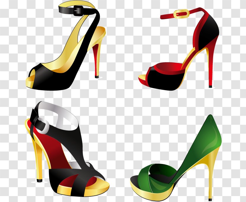 Slipper High-heeled Footwear Shoe Stiletto Heel - Silhouette - Vector Colored Heels Transparent PNG