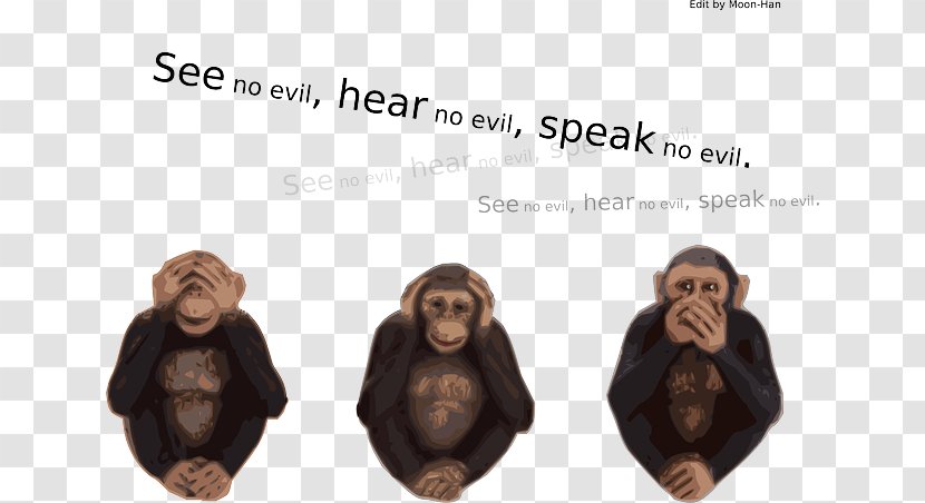 Three Wise Monkeys Clip Art Vector Graphics Image - Evil - Speak No Transparent PNG