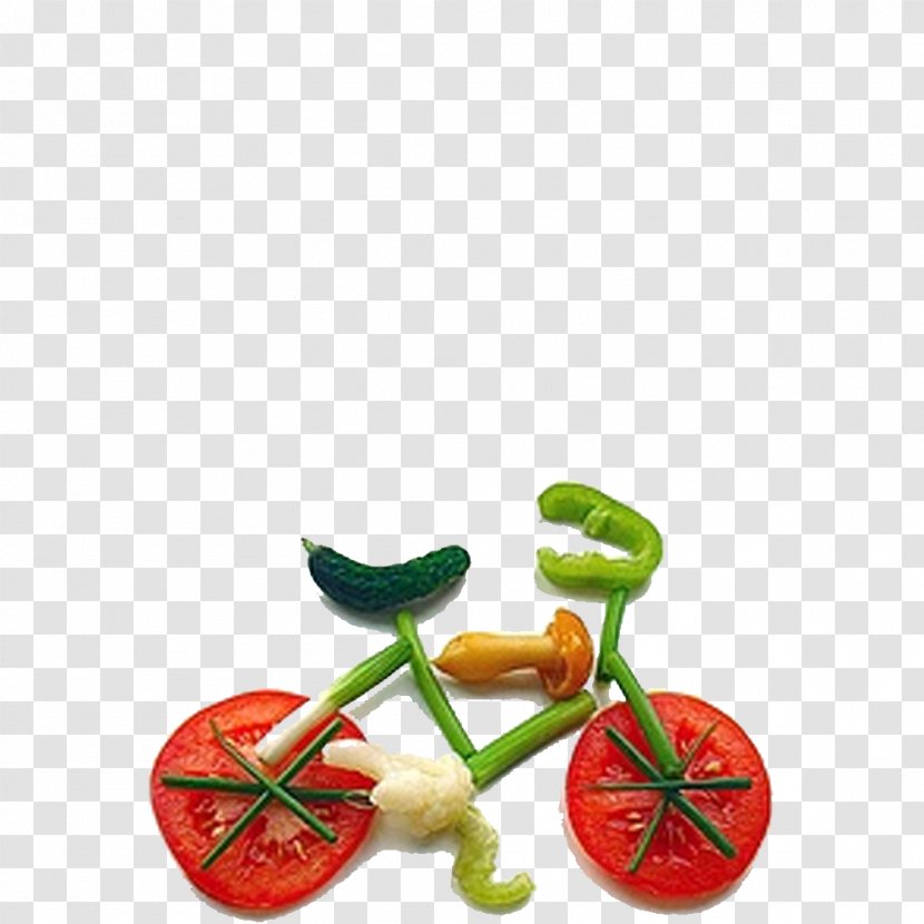 Organic Food Fruit Vegetable Art Carving - Creative Bike Transparent PNG