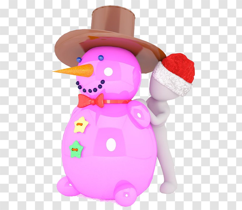 Three-dimensional Space Illustration - Snowman - Pink Transparent PNG