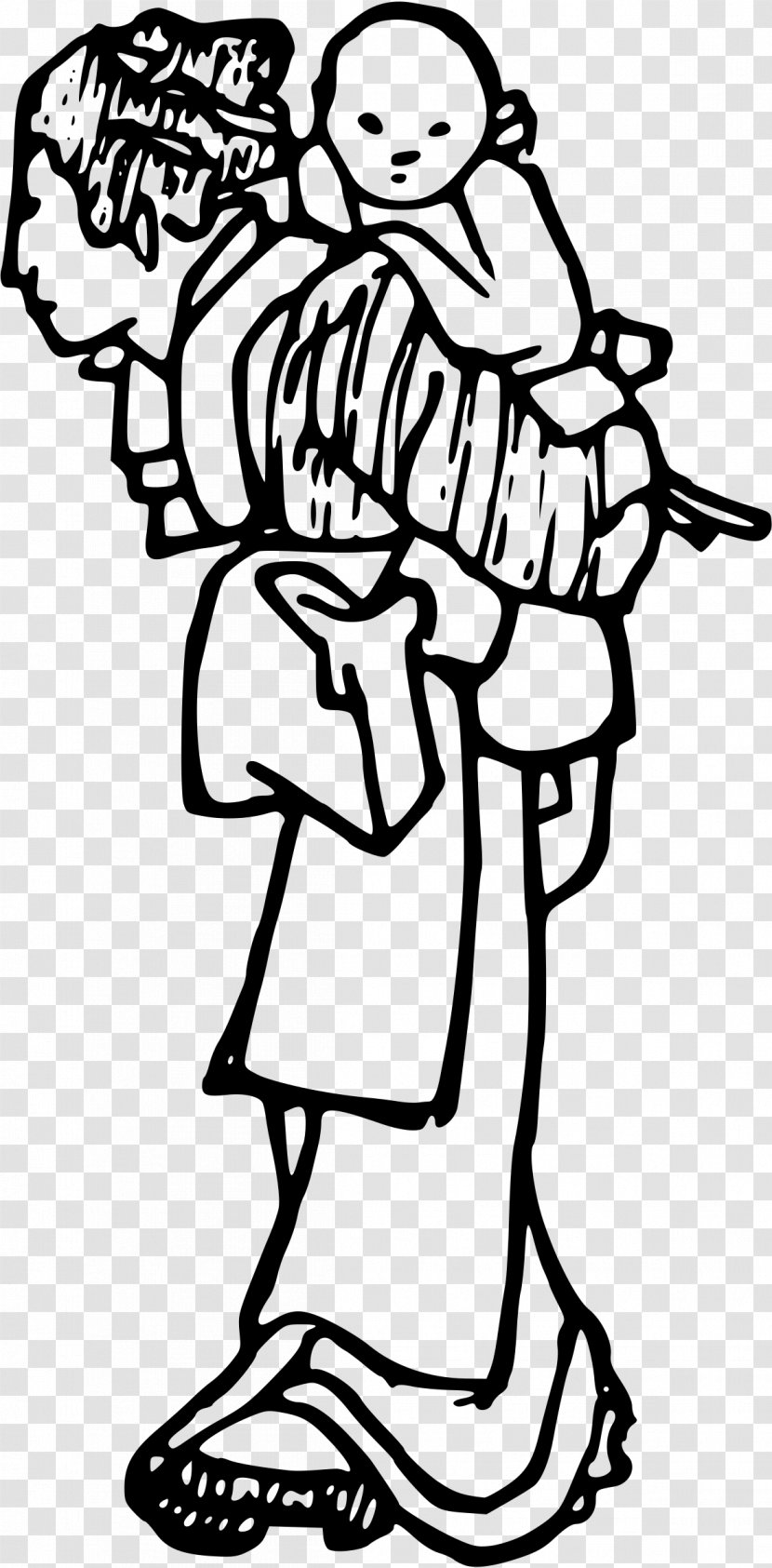 Line Art Clip - Monochrome - Mother And Child Transparent PNG