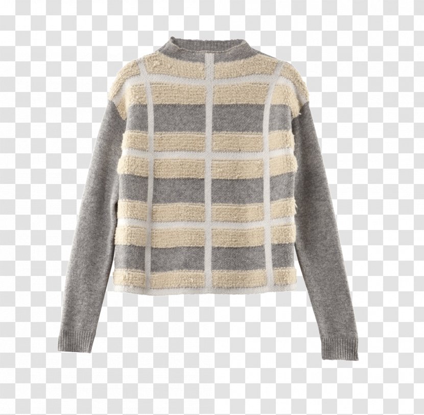 Cardigan Tartan Beige Sleeve Jacket - Sweater Transparent PNG