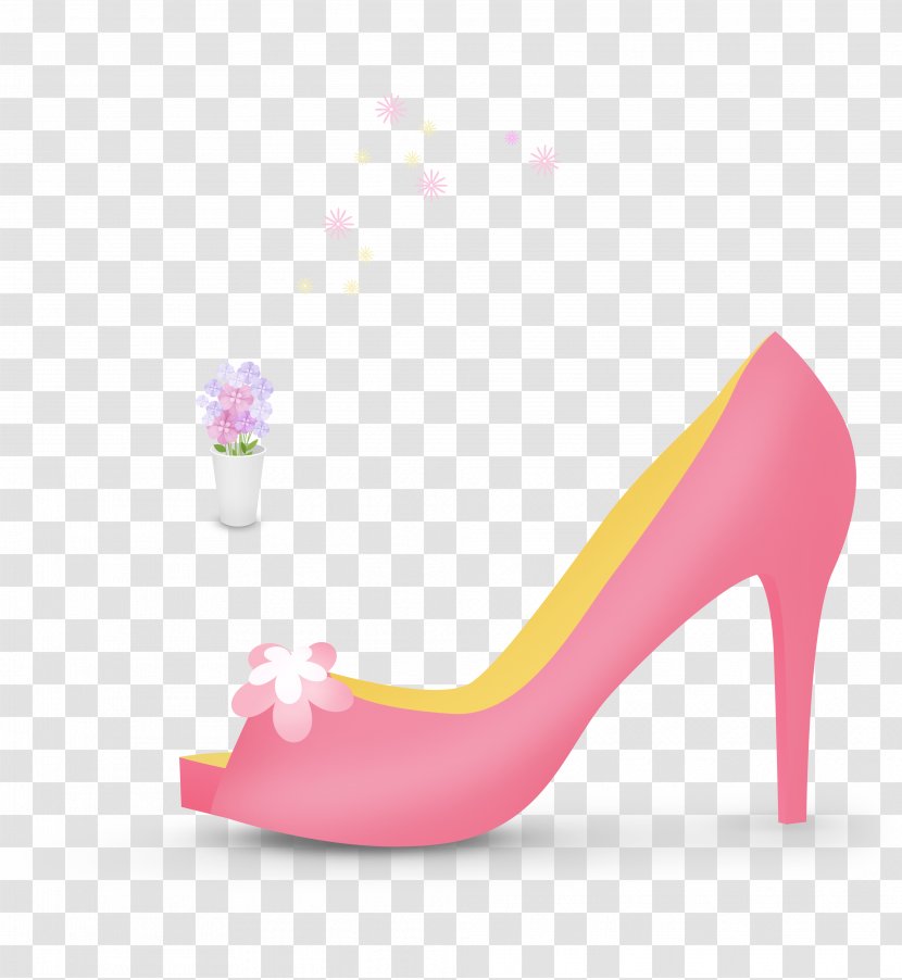High-heeled Footwear Shoe - Designer - Pink Flower High Heels Transparent PNG